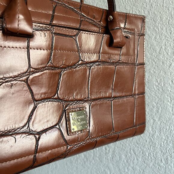 Brown Dooney & Bourke Cognac Leather Janine Satchel Bag Purse Brown Denison - Picture 6 of 8